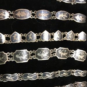 COPY - Nielloware bracelets. Vintage Siam silver.